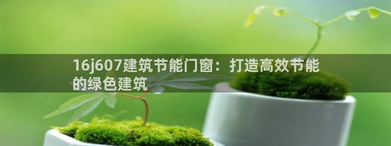 e尊国际娱乐官网下载：16j607建筑节能门窗：打造高效节能
的绿色建筑