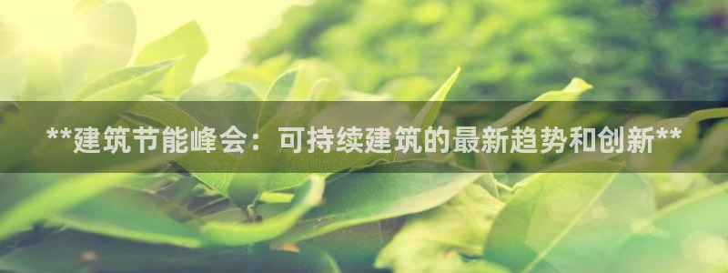 e尊国际可靠吗：**建筑节能峰会：可持续建筑的最新趋势和创新**