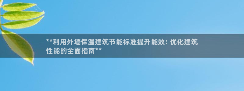 e尊国际网址：**利用外墙保温建筑节能标准提升能效: 优化建筑
性能的全面指南**